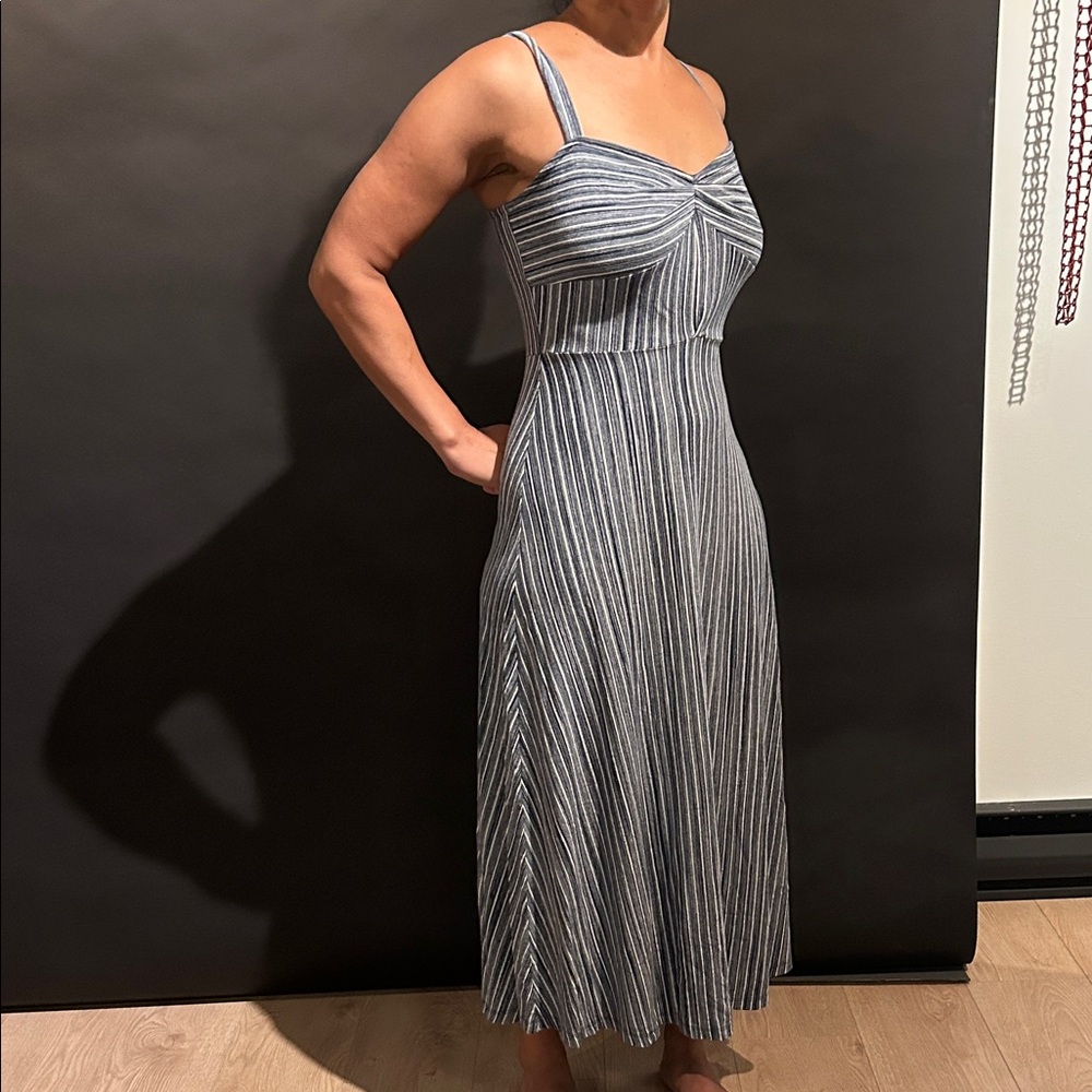 Heartloom Gray Striped Midi Dress
